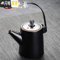 三维工匠手工提梁壶过滤泡茶壶大号陶瓷粗陶壶家用手抓壶日式创意功夫茶壶 古陶[茶壶]手执壶黑禅茶具