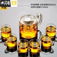 三维工匠玻璃茶具套装茶壶家用可高温加厚加热透明泡茶壶红茶茶水分离茶杯 手执玻璃壶(白把)+玻璃白把6杯88
