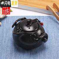 三维工匠陶瓷定窑茶壶单壶 家用功夫茶具泡茶壶日式旅行茶具手抓壶冲茶器 乘风破浪[茶壶]黑禅