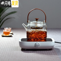 三维工匠玻璃茶壶加厚可高温蒸汽煮茶器家用小型电陶炉功夫茶具套装 木把蒸茶壶+简二代白电陶炉