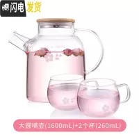 三维工匠茶壶耐热玻璃茶具可高温泡茶壶花茶壶过滤家用烧水壶套装 大圆嘴壶+2杯