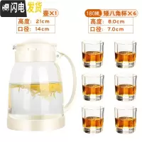 三维工匠玻璃冷水壶可高温防爆家用大容量凉白开凉水壶耐热花茶壶泡茶套装 白色茶艺壶2+6只矮八角杯开水不裂破损包赔茶具