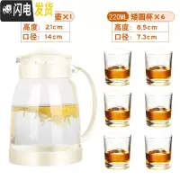 三维工匠玻璃冷水壶可高温防爆家用大容量凉白开凉水壶耐热花茶壶泡茶套装 白色茶艺壶2+6只矮圆杯开水不裂破损包赔茶具