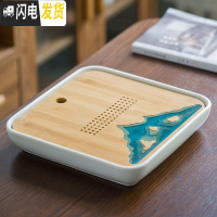 三维工匠 陶瓷茶盘 圆形迷你简约家用办公日式竹制小号干泡茶台托盘 白陶正方-登峰28×28茶具