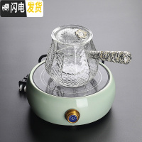 三维工匠电陶炉蒸汽煮茶器耐热过滤玻璃烧水壶加厚大容量提梁壶家用泡茶炉 龙鳞纹银色侧把壶+电陶炉(绿)茶具