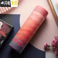 三维工匠保温杯女 学生韩版ins简约便携小创意个性可爱潮流男水杯子 橙粉渐变