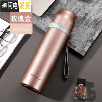 三维工匠保温杯男士女316不锈钢大容量学生便携简约泡茶水杯子 级316钢800:光面玫瑰金(带滤网+送杯套+杯刷)