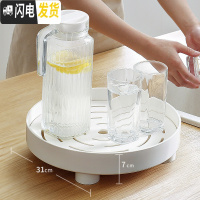 三维工匠茶盘家用小型托盘沥水茶具干泡简约易储水现代日式台圆形茶海塑料 圆形(白色)多功能