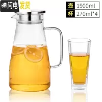 三维工匠冷水壶玻璃可高温凉水壶家用大容量泡茶壶果汁扎壶凉白开杯子套装 1.9冷水壶(不锈钢盖)+4只四方杯茶具