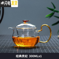 三维工匠玻璃茶壶套装可高温锤纹小茶壶玻璃家用耐热过滤泡茶壶 贵妃壶300茶具