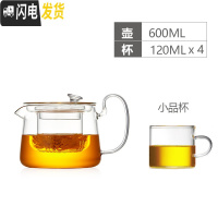 三维工匠家用透明耐热玻璃茶壶茶具加厚可高温过滤可加热煮茶器泡茶壶 单壶600(透明色)+4个小品杯