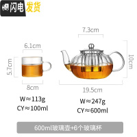 三维工匠泡茶壶套装玻璃可高温煮茶器家用过滤茶具冲茶透明加厚功夫烧水壶 南瓜新款600+6杯