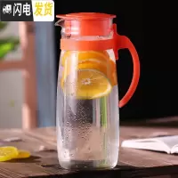 三维工匠玻璃杯套装冷水壶凉水壶瓶大容量泡茶壶防爆家用耐热凉白开水杯 1.8橙色壶