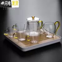 三维工匠玻璃茶壶茶具套装家用简约办公室整套功夫茶具耐热泡茶壶茶杯茶盘 初夏茶具套装—雪花壶7入