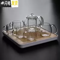 三维工匠玻璃茶壶茶具套装家用简约办公室整套功夫茶具耐热泡茶壶茶杯茶盘 初夏茶具套装—汤圆壶7入
