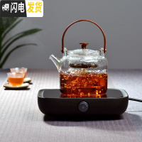 三维工匠玻璃煮茶壶加厚可高温蒸汽煮茶器家用烧水壶过滤泡茶壶电陶 蒸.茶壶(800)+简一代电陶炉胡桃色(1000茶具