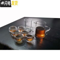 三维工匠耐热玻璃茶具套装单个红茶泡茶器家用简约透明功夫茶壶加厚可高温 914茶壶纱布网+6个双层杯