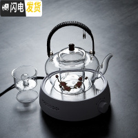 三维工匠玻璃茶壶电陶炉煮茶器 蒸茶专用壶 景泰蓝手工掐丝泡茶壶套装家用 景泰蓝玻璃提梁壶带小白电陶炉茶具