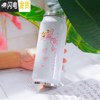 三维工匠易拉罐保温杯韩版女学生简约文艺带吸管水杯便携创意网红可爱杯子 吸管保温500/探头豹