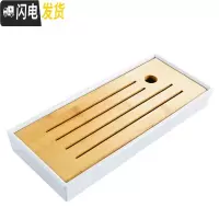 三维工匠功夫茶具茶盘家用茶海简约储水式密胺茶托竹制托盘圆形方形干泡盘 长方形密胺盘-白色