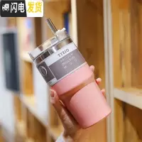 三维工匠保温杯女士随手咖啡不锈钢车载水杯便携男学生简约ins原宿风杯子 吸管直饮两用保温/600/粉色