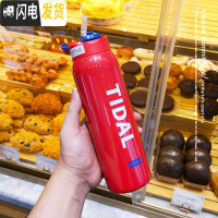 三维工匠大容量创意潮流保温杯男女学生带吸管运动水杯ins风便携健身杯子 红色大号480送杯刷+吸管刷