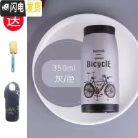 三维工匠大肚杯保温杯女男学生不锈钢网红水杯ins便携潮流定制刻字杯子 灰色350[杯套+杯刷]