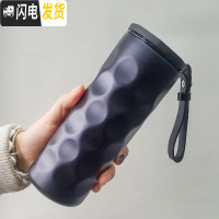 三维工匠保温杯男女小学生不锈钢便携情侣简约水杯刻字儿童可爱 ins 曲镜黑