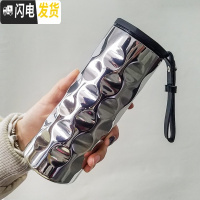 三维工匠保温杯男女小学生不锈钢便携情侣简约水杯刻字儿童可爱 ins 曲镜银