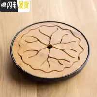 三维工匠竹制茶盘家用茶台创意小托盘茶海储水干泡台简约现代日式功夫茶具 竹制茶盘——荷花黑
