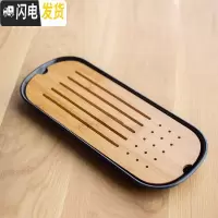 三维工匠竹制茶盘家用茶台创意小托盘茶海储水干泡台简约现代日式功夫茶具 竹制茶盘——长方小黑