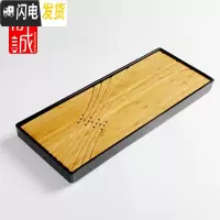 三维工匠日式竹制储水干泡茶盘大号圆形家用简约迷你小茶台茶具茶海托盘 竹道加长黑