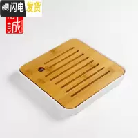 三维工匠日式竹制储水干泡茶盘大号圆形家用简约迷你小茶台茶具茶海托盘 [茶盘]线条正方白