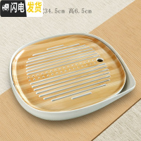 三维工匠功夫茶具配件旅行茶盘车载茶盘收纳盒工地茶盘办公茶盘便携式茶盘 级款加大号密胺茶盘(可倒水)