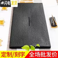 三维工匠天然整块乌金石茶盘家用简约火烧石头材茶台茶海功夫茶具托盘 50*30*3cm
