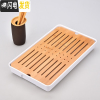 三维工匠密胺储水小茶盘迷你竹制茶托盘简约干泡盛水茶台功夫茶具家用套装 密胺中长方祥云白茶盘32cm+紫砂茶道