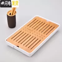 三维工匠密胺储水小茶盘迷你竹制茶托盘简约干泡盛水茶台功夫茶具家用套装 密胺中长方祥云白茶盘32cm+紫砂茶道