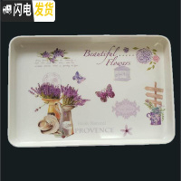 三维工匠简约家用圆形茶盘托盘塑料水杯茶壶茶具托盘密胺直边餐厅酒店托盘 7112薰衣草小号