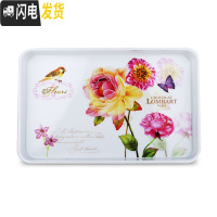 三维工匠简约家用圆形茶盘托盘塑料水杯茶壶茶具托盘密胺直边餐厅酒店托盘 7116谍鸟戏舞大号