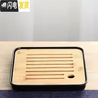 三维工匠功夫小茶盘干泡盘茶台茶船简约日式圆形茶盘家用壶承茶海茶具 小日式盘(20x20)黑