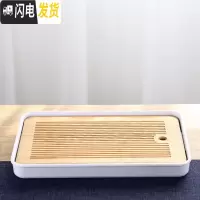 三维工匠功夫小茶盘干泡盘茶台茶船简约日式圆形茶盘家用壶承茶海茶具 大长方盘(24x36)简面白色