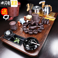 三维工匠茶具套装功夫茶具家用简约办公室会客客厅全自动一体流水茶盘茶台 曲流茶盘+福转自动A配件--598 27件