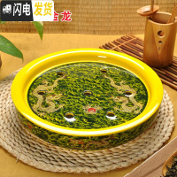 三维工匠景德镇陶瓷功夫茶具套装家用茶盘托盘双层 12寸蓄水式 圆形小茶海 黄海浪(单盘)