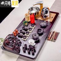 三维工匠功夫茶具套装简约家用整套陶瓷茶杯茶海全自动茶台紫砂一体茶 立体佛茶盘+全黑紫砂长92+宽44+高17cm 41件