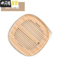 三维工匠家用简约功夫茶具茶盘套装迷你储水密胺干泡小茶台日式竹制茶托盘 特大号角盘