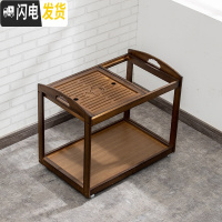 三维工匠移动茶台沙发侧边柜家用茶水柜客厅边几小茶几茶具茶盘一体泡茶台 胡桃色小茶车