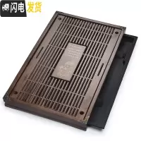 三维工匠 功夫茶具抽屉式排水茶盘 家用实木储水茶盘茶台茶海茶托盘 3棕色大荷韵实木