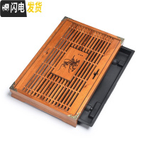 三维工匠 功夫茶具抽屉式排水茶盘 家用实木储水茶盘茶台茶海茶托盘 4原木色小兰香实木