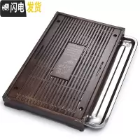 三维工匠 功夫茶具抽屉式排水茶盘 家用实木储水茶盘茶台茶海茶托盘 16棕色大荷韵实木-不锈钢底盘