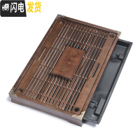 三维工匠 功夫茶具抽屉式排水茶盘 家用实木储水茶盘茶台茶海茶托盘 6棕色年年有余实木